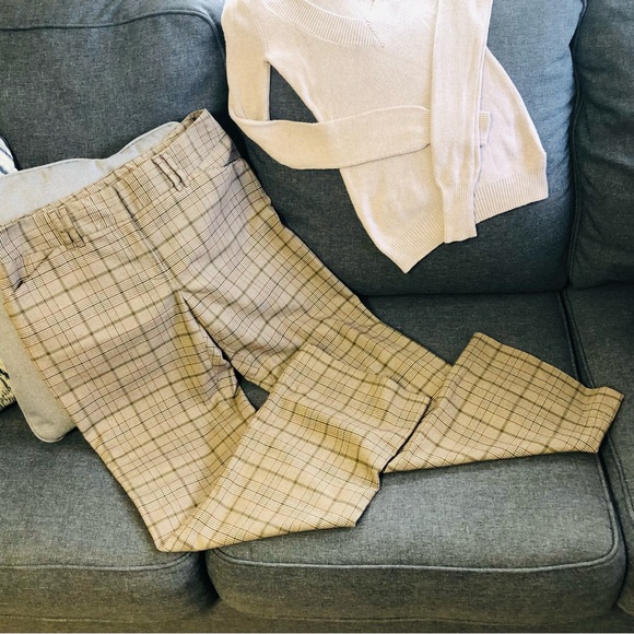 Michael Kors Pants - Michael KORS Plaid Wide Leg Pants Mid Rise Pockets Career Trousers 10
